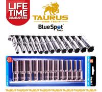 13x BlueSpot 3/8" Drive Metric Deep Sockets Set 6-19mm Heavy Duty + Storage Rail