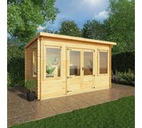 Mercia 4m x 3m Pent Log Cabin - 19mm, Brown