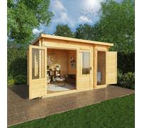 13x10 Mercia Pent Log Cabin With Side Shed in 19mm Logs