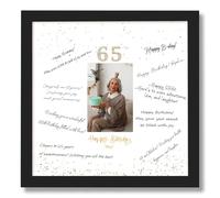 13x13 Birthday Signature Frame with Plexiglass Cover - Holds 4x6 Photos, 65th Birthday Decorations, Alternative Guest Book Gifts for Men & Women, 65th Party Favors, Wall Display & Supplies, Black
