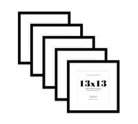 13x13 Black Picture Frame with Mount for 11x11 Photos, Prints - Modern Square Wall Frame, Set of 5