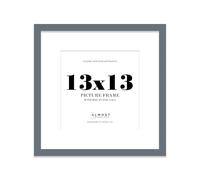 13x13 Grey Picture Frame with Mount for 11x11 Photos, Prints - Modern Square Wall Frame, 1 Pack