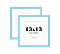 13x13 Light Blue Picture Frame with Mount for 11x11 Photos, Prints - Modern Square Wall Frame, Set of 2