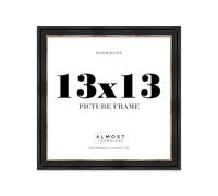 13x13 Picture Frame, Display 13x13 Pictures (33 x 33cm) - Black & Gold Bold 42mm Edge Wall Art - 1 Pack