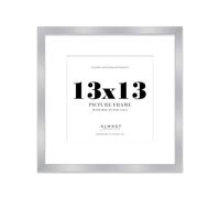 13x13 Silver Picture Frame with Mount for 11x11 Photos, Prints - Modern Square Wall Frame, 1 Pack