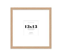 13x13" Square Picture Frame, Display Pictures 9x9" With Mat or 13x13" Without Mat, Wall Hanging & Free Standing Photo Frame, Oak, 1 Pack