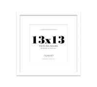 13x13 White Picture Frame with Mount for 11x11 Photos, Prints - Modern Square Wall Frame, 1 Pack