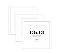 13x13 White Picture Frame with Mount for 11x11 Photos, Prints - Modern Square Wall Frame, Set of 3