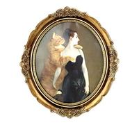 13x15 Vintage Oval Photo Frame - Gold Wooden Picture Frame with Carving Flowers, Real Glass for Tabletop or Wall Hanging