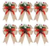 13x15cm Large Christmas Bows 6 Pack Holiday Ornament(Yellow linen)