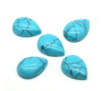 13x18mm Water Drop Stone Cabochons Beads Flatback Natural Amethyst Lapis Gemstone Cab Cameo for Earring Necklace Jewelry Making-Blue Turquoise-20 pcs
