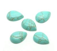 13x18mm Water Drop Stone Cabochons Beads Flatback Natural Amethyst Lapis Gemstone Cab Cameo for Earring Necklace Jewelry Making-Green Turquoise-20 pcs