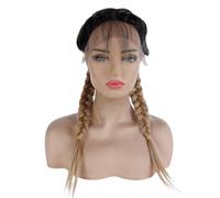13X3 Transparent Lace Front Wig Ombre Blonde Glueless Synthetic Double Braids Wig Adds Volume