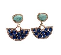 13x35mm Green Blue Geometric Stud Earrings