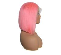 13x4 HD Lace Front Straight Pink Bob Wigs, 180 Density Human Hair, Middle Part Virgin Pre Plucked Transparent Glueless Wig for Women for Women Charming(14inch)