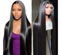 13x4 HD Lace Front Wigs Human Hair Pre Plucked 180 Density Glueless Bone Straight Wigs for Black Women Adds Volume(18inch)