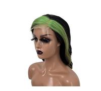 13x4 Hd Lace Frontal Body Wave Highlight Human Hair Wig Green and Black Colored Wigs 150 Density Adds Volume(24")