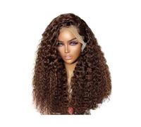 13x4 HD Lace Frontal Chocolate Brown Curly Wig Gluleless Human Hair Wigs Pre Plucked Wave Adds Volume(14inch)