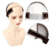 13x4 HD Lace Wig Caps with Grip Band for Keeping Wigs in Place Wig Caps for Women Adjustable Wig Grip Cap Band Brown Stocking Wig Caps Transparent Lace for Front Wigs with Makeup Tools