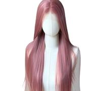 13x4 Lace Front Wig 26inch Long Straight Synthetic Wigs Soft Natural for Women(Rose pink)