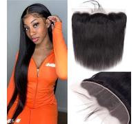 13x4 Lace Frontal Closure Ear to Ear HD Lace Frontal 20 Inch Brazilian Straight Frontal HD Closure Virgin Human Hair Frontal Lace Closure Natural Black 150% Density