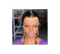 13x4 Lace Frontal Glueless Human Hair Afro Twist Braids Hairline Topper Pre-Braid Natural Black