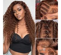 13x4 Lace Wig Human Hair 30 Inches Women's Natural Brazilian Wig #4 Light Brown Deep Wave Lace Front Wig Human Hair 180% Density Women's Natural Wig 75 cm