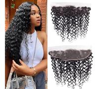 13x4 Transparent Lace Closure Deep Wave Human Hair with Natural Hairline Ear to Ear Lace Frontal Pre Plucked with BabyHair 18 Inch