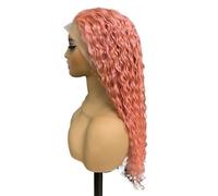 13x4 Water Wave Lace Front Pink Wigs, Human Hair Pre Plucked Wet And Wavy Glueless Wig(Pink-150%,16inch)