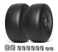 13x6.50-6 Lawn Mower Tires Flat Free, Zero Turn Mower Front Tires for Residential and Commercial, 13x6.5-6 Flat Free Tire and Wheel, 3/4" & 5/8" Bearing, 3.25"-7.65" Center Hub, 2Pack Black