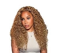 13x6 Deep Wave Lace Front Wig Honey Blonde Wigs Water 200 Density Beautiful(34inches)