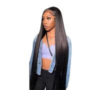 13x6 HD Transparent Lace Frontal Wig 250 Density Straight Front Human Hair Pre Plucked Beautiful(36inches)