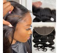 13x6 Inch Body Wave Lace Invisible HD Transparent Swiss Lace Pre Plucked with Baby Hair 12A Brazilian Human Hair Lace Frontal with Small Single Knot Free Part 22 Inch