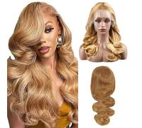 13X6 Lace Front Wig Body Wave Brazilian Remy Human Hair Wigs For Women #27 Honey Blonde Hair Wig With Baby Hair Top Swiss Lace 13X6 Lace Wig 180% Density Human Hair Wig 22 Inch