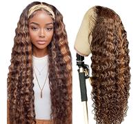 13X6 Lace Front Wig Highlight Deep Wave Brazilian Remy Human Hair Wigs For Women P4/30 Brown And Dark Brown Hair Wig With Baby Hair Top Swiss Lace 13X6 Lace Wig 180% Density Human Hair Wig 16 Inch