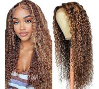 13X6 Lace Front Wig Highlight Water Wave Brazilian Remy Human Hair Wigs For Women P4/30 Brown And Dark Brown Hair Wig With Baby Hair Top Swiss Lace 13X6 Lace Wig 180% Density Human Hair Wig 18 Inch