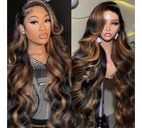 13x6 Ombre Lace Front Wigs Human Hair 180 Density 1B/30 Highlight Ombre 13x6 HD Transparent Lace Front Wigs Human Hair Colored Balayage Wig Body Wave Human Hair Wigs for Women 20Inch