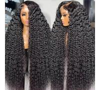 13x6 Water Wave Lace Front Wigs Human Hair 180% Density 13x6 Deep Wave Lace Front Wigs Human Hair Pre Plucked 14A Brazilian Virgin Deep Wave Wigs for Women 30 Inch