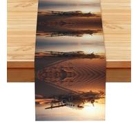 13x72 inches - Aircraft in the desert Printed Linen Table Runner â€“ Ideal for kitchen dining and cozy family gatherings