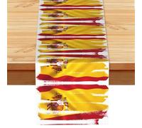 13x72 inches - Spain Flag Printed Linen Table Runner â€“ Ideal for kitchen dining and cozy family gatherings