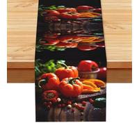13x72 inches - vegetable fruit Printed Linen Table Runner â€“ Ideal for kitchen dining and cozy family gatherings