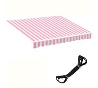 13x9ft Retractable Patio Awning Replacement Fabric, Black And White Stripe, Polyester Sun Shade Canopy For Outdoor Deck, Balcony, And Patio Use Pink and White 16x10ft