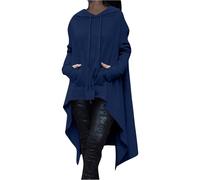 (14, 001* Blue) Womens Hoodies Clearance Ladies Jumpers Gothic Retro Style Long Sleeve Drawstring Pullover Sweatshirts Casual Loose Blouse Long Hooded Sweatshirt Acti