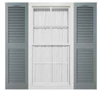 14 1/2"W x 36"H Mid-America Vinyl, Standard Size Cathedral Top Center Mullion, Open Louver Shutter, w/Installation Shutter-Lok's & Matching Screws (Per Pair), 419 - Storm Cloud