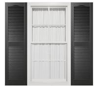 14 1/2"W x 52"H Mid-America Vinyl, Standard Size Cathedral Top Center Mullion, Open Louver Shutter, w/Installation Shutter-Lok's & Matching Screws (Per Pair), 002 - Black