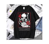 (14, 120) Naruto Animation Derivatives Hatake Kakashi Printed Short Sleeve T-Shirt Men's and Women's 2025 Summer Fashion Casual Cotton Top