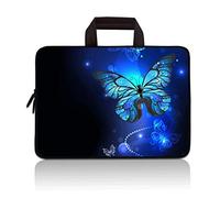 14 15 15.4 15.6 inch Laptop Handle Bag Computer Protect Case Pouch Holder Notebook Sleeve Neoprene Cover Soft Carrying Travel Case for Dell Lenovo Toshiba HP Chromebook ASUS Acer (Blue Butterfly)