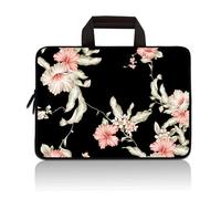 14 15 15.4 15.6 inch Laptop Handle Bag Computer Protect Case Pouch Holder Notebook Sleeve Neoprene Cover Soft Carrying Travel Case for Dell Lenovo Toshiba HP Chromebook ASUS Acer(Golden Pink Flowers)