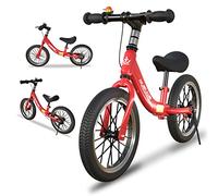 14/16 inch Balance Bike for 3 4 5 6 7 and 8 Years Old Boys Girls,No pedal Training Bicycle with Brake and Kickstand,Adjustable Seat Height,Air Tires,Outdoor for Outdoor Sports,Red,14 in