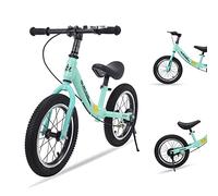 14/16 inch Balance Bike for 3 4 5 6 7 and 8 Years Old Boys Girls,No pedal Training Bicycle with Brake and Kickstand,Adjustable Seat Height,Air Tires,Outdoor for Outdoor Sports,Green,14 in